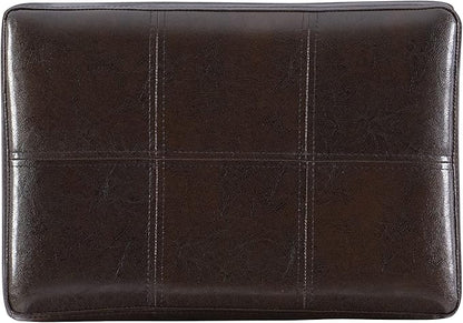 Linon Kingston Brown Wooden Backless 26.5 Inch Seat Height Counter Stool with Brown Faux Leather Upholstered Seat and Nailheads