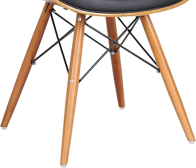 Armen Living Cassie Dining Chair in Black Faux Leather and Walnut Wood Finish 20D x 21W x 31H in