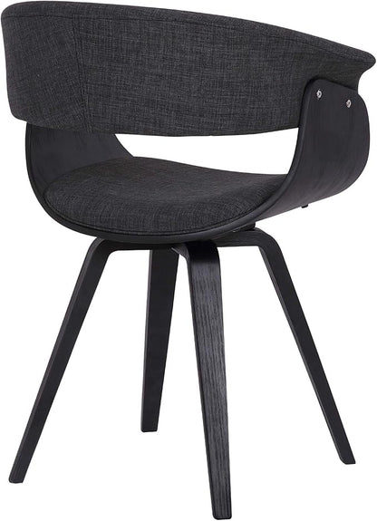 Armen Living Summer Contemporary Dining Chair in Black Brush Wood Finish and Charcoal Fabric - Set of 4