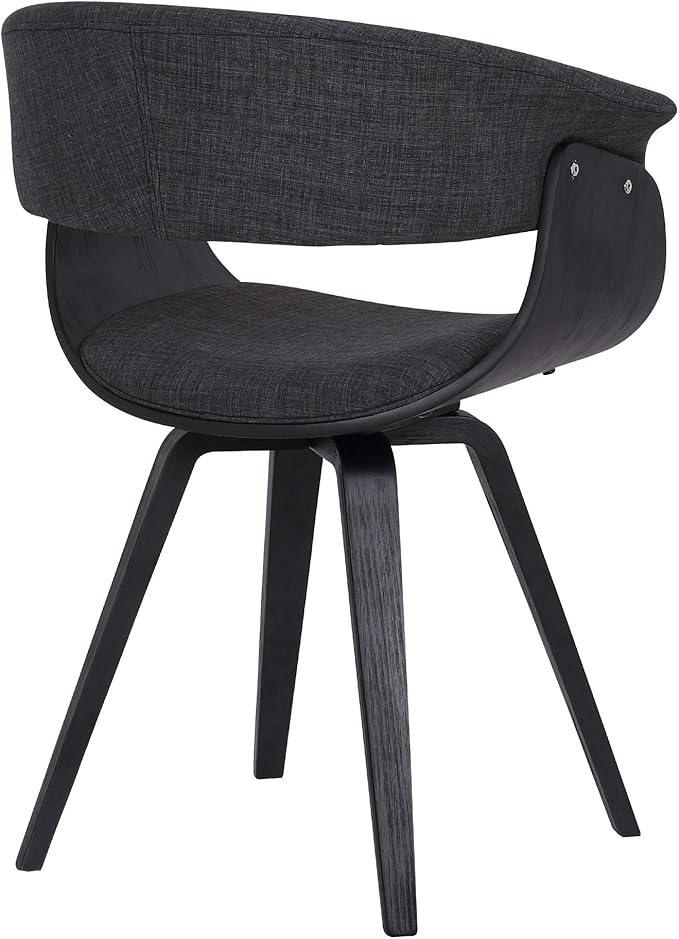 Armen Living Summer Contemporary Dining Chair in Black Brush Wood Finish and Charcoal Fabric - Set of 6