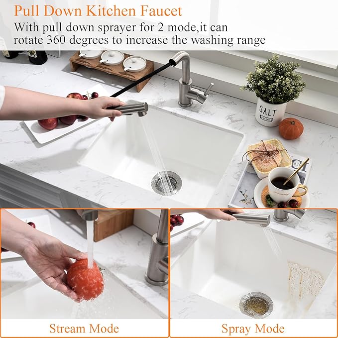 22 Inch Undermount Bar Sink White-Bokaiya 22x17 Small Kitchen Sink White Quartz Wet Bar Sink with Faucet Outdoor RV Single Bowl Kitchen Sink