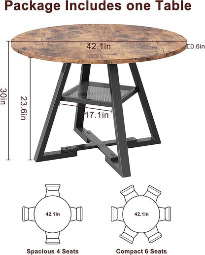 Jocoevol Round Dining Table for 4,Kitchen Dining Room Circle Dinner Pedestal Table,Space Saving Wood Kitchen & Dining Room Furniture (Vintage, 42In)