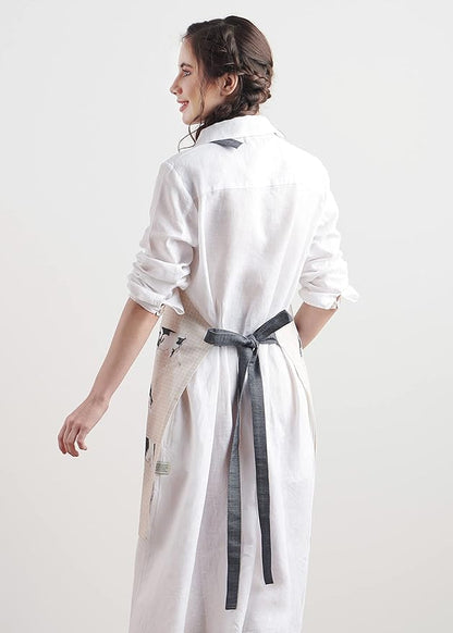 Maison d' Hermine 100% Cotton Apron for women with Pocket Kitchen Chef Apron for Men Cooking Mothers Day Gifts