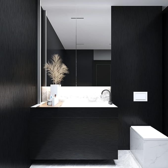 CRE8TIVE Wide 36"x118" Black Stainless Steel Contact Paper for Kitchen Wallpaper Peel and Stick Black Contact Paper Waterproof Adhesive Brushed Metallic Wallpaper for Appliances Backsplash Furniture