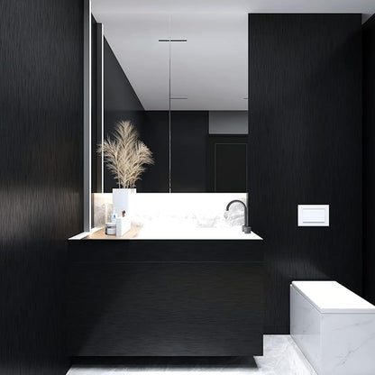 CRE8TIVE Wide 36"x118" Black Stainless Steel Contact Paper for Kitchen Wallpaper Peel and Stick Black Contact Paper Waterproof Adhesive Brushed Metallic Wallpaper for Appliances Backsplash Furniture