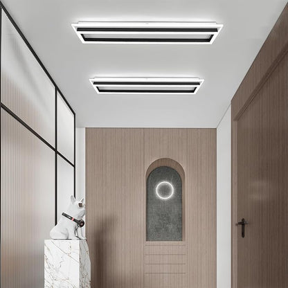 Dimmable Led Ceiling Light with Remote Control 31.5in Modern Linear Flush Mount Ceiling Lighting Fixture Acrylic Long Ceiling Lamp for Living Room Kitchen Dining Room Hallway (Black, 2 Packs)