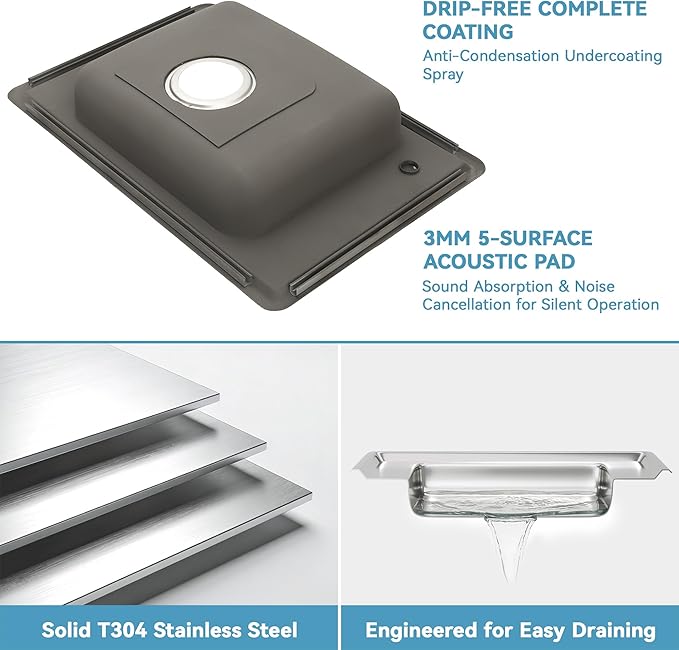 MILOSEN 25''x17'' RV Kitchen Sink, T304 Stainless Steel Drop In Top Mount Camper Sink, Single Bowl Basin with Pre-Drilled Holes & Strainer, 4" Deep Anti-Splash Sink for Mobile Building
