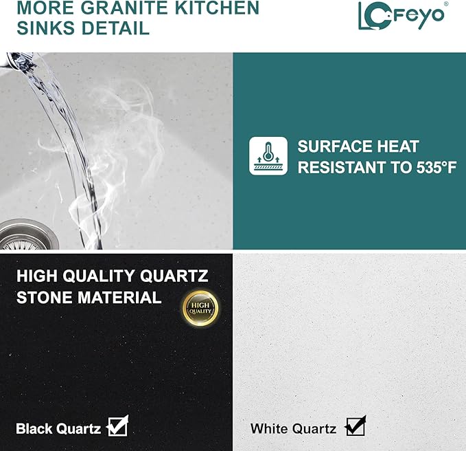 24 Inch Undermount Laundry Sink, White Granite Composite Quartz Sink, 12 Inch Deep Single Bowl Utility Sink, Non-Porous, Stain Resistant, Easy to Clean, Modern Sink for Laundry Room