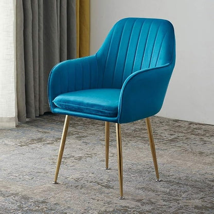 Kitchen Islands Stools Soft Velvet Dining Chair,Cafe Milk Tea Dessert Shop Small Apartment Lounge Chairs (Blue)