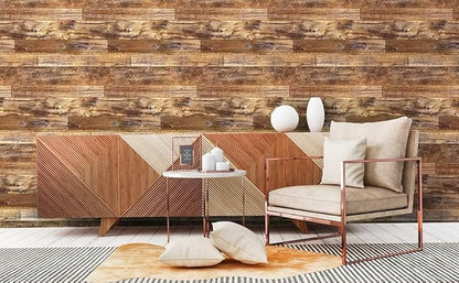 Yun-aeon Brown Wood Peel and Stick Wallpaper 17.3" X 80"Coffee Brown PVC Self Adhesive Wood Wall Peel and Stick Paper for Wall Covering Furniture Countertop Kitchen Christmas DIY