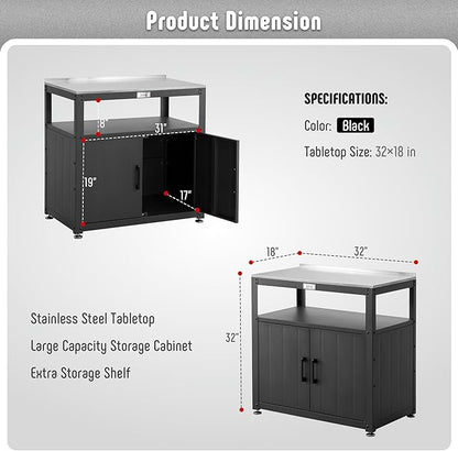 Feasto Garden Potting Bench with Storage, Outdoor Potting Table & Garden Work Bench for Plants, Horticulture, Outdoor Potting Station with Stainless Steel Tabletop, Outdoor Work Table
