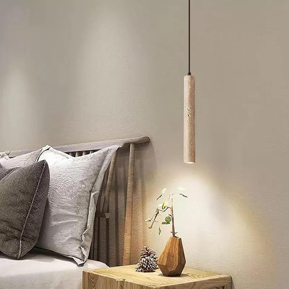 Japanese Wabi sabi Pendant Light with Natural Stone Shade, Dimmable Modern Wood Hanging Lamp Fixture, Adjustable Height Pendant Lamp for Bedroom, Kitchen Island, Dining Room, Restaurant, Cafe, Bar (G)