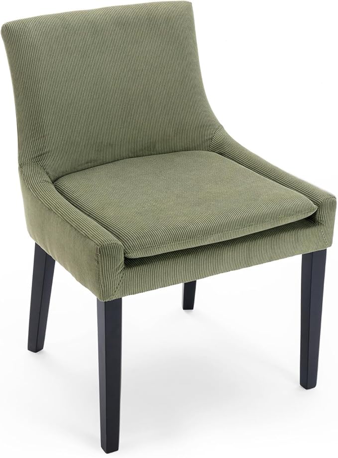 Dining Chairs Set of 2 – Extra Wide & Padded Corduroy Dining Chairs with Solid Wood Legs, High-Density Foam Cushion, Mid-Back Modern Kitchen Chairs for Comfortable Everyday Use