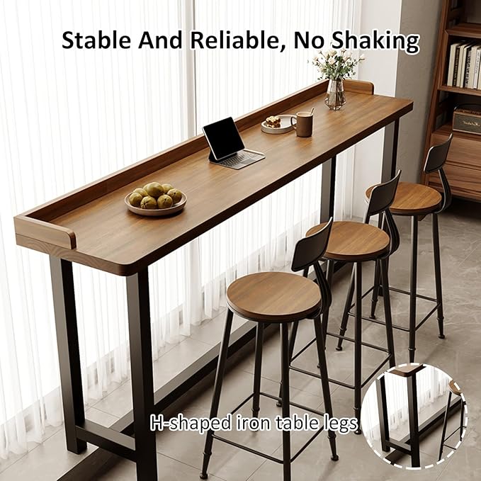 Rustic Bar Height Table - Long Narrow Counter Table for Kitchen, Living Room, Coffee Shop & Small Spaces - Tall Island Table, Perfect for Foyers & Window Areas -