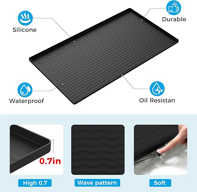 URMONA 28'' x 22'' Waterproof Silicone Under Sink Mat Cabinet and Counter Protector, Shelf Liner for Kitchen and Bathroom, Storage and Organizers, Litter Mat, Pet Cat Puppy Essentials(Brown)