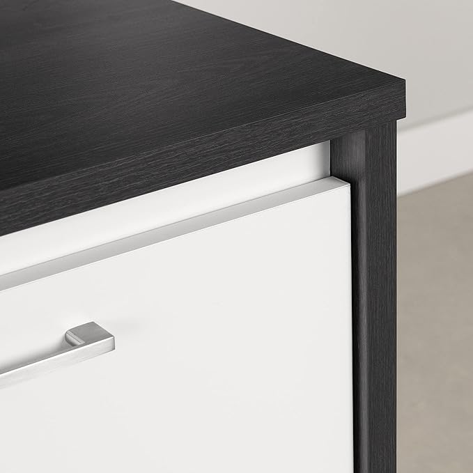 South Shore Kitchen Island, Gray Oak and White