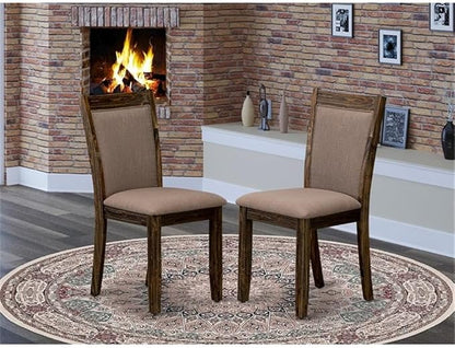 East West Furniture MZC7T48 Monza Parson Dining Chairs - Coffee Linen Fabric Padded Chairs, Set of 2, Distressed Jacobean