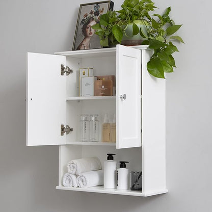 VANIRROR White Bathroom Wall Cabinet Over The Toilet Storage Cabinet, 24x30 Inch Wood Medicine Cabinets Wall Mounted Bathroom Cabinet with Doors for Laundry Room, Bedroom Kitchen