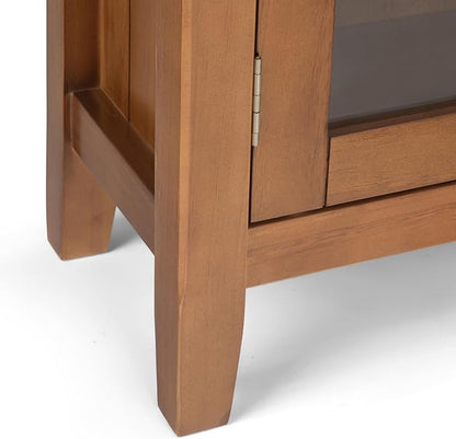 SIMPLIHOME Acadian Storage Cabinet - 36 inch Wide Solid Wood Entryway Storage Cabinet in Light Golden Brown, Transitional Cabinet for Hallway or Living Room with 2 Drawers and Adjustable Shelves