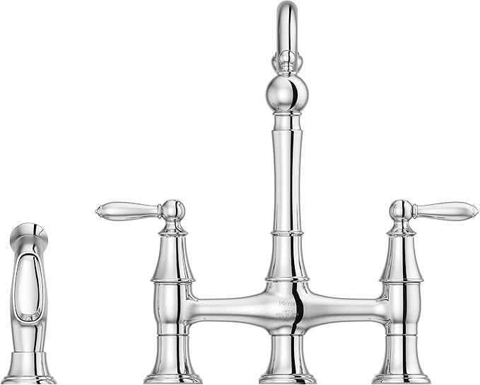 Pfister Courant Kitchen Faucet with Side Sprayer, 2-Handle, High Arc, Polished Chrome Finish, F0314COC