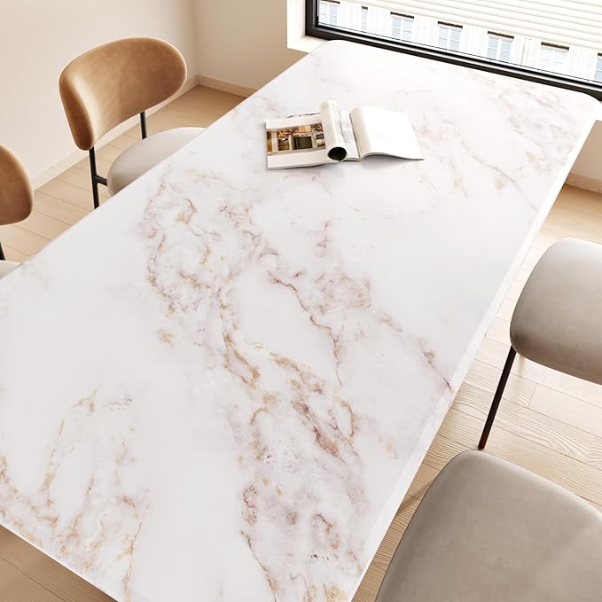 Wallercity White/Gold Marble Contact Paper for Countertops Waterproof Matte Marble Peel and Stick Wallpaper Counter Top Wrap Self Adhesive Vinyl Kitchen Wallpaper for Bathroom Table 15.8"x78.7"