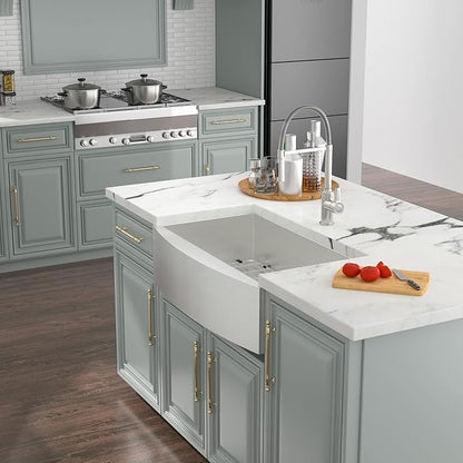 Kichae 30 Inch Farmhouse Kitchen Sink - 30 x 20 Farmer Sink Stainless Steel 16 Gauge Single Bowl Apron Front Farm Style Basin Round Corner
