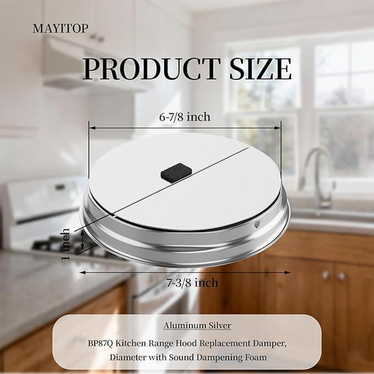 BP87Q 7" Round Vertical Discharge Damper with Foam Compatible with Bro-an-Nu-Tone BP87 Vertical Discharge Damper for 7" Round Range Hood Exhaust Adaptor, Upgraded-Eliminates Noise,Quiet