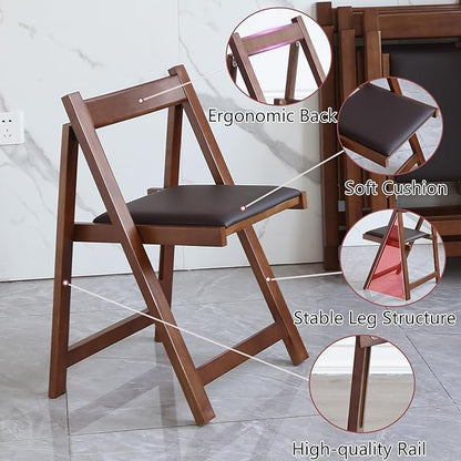 COMUHOME Folding Dining Chairs with Padded Seat Lightweight sillas para Fiestas,2 Pack Folding Chair for Dinner,Party Wedding,Picnic Event, 196LB Weight Capacity(Walnut)