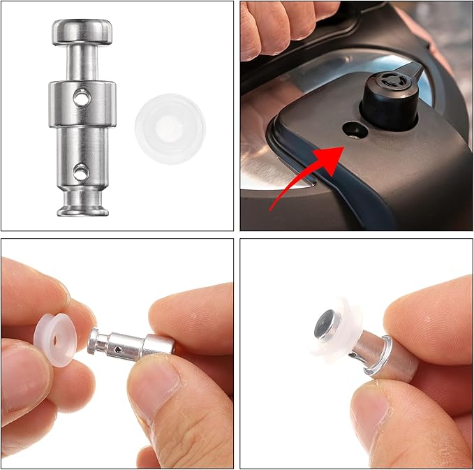 uxcell 2 Pcs Universal Steam Float Valve, Pressure Cooker Replacement Parts Steam Release Valves Floaters with 6 Pcs Sealer Gasket for 5/6QT Pressure Pot