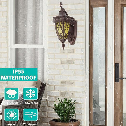 Outdoor Wall Light Fixtures, IP55 Waterproof Outside Wall Lantern Retro Exterior Wall Sconces Vintage Wall-Mounted Lights for Garage House Porch Doorway, E26 w/o Bulb