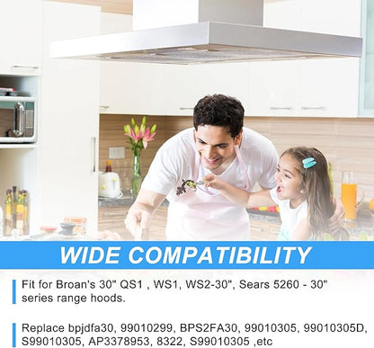 4 Pcs BPS1FA30 Range Hood Grease Filter 11-3/4" x 14-1/4" x 3/8" Multi-layer Aluminum Mesh - Fit for Bro.an Nu.Tone Allure Range Hood Filter,Replaces 99010299 BPS2FA30 99010305 by TOMOON