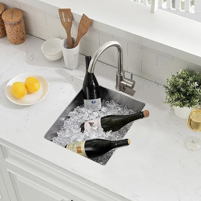 14 Inch Bar Sink Undermount,14x19 Undermount Bar Sink Stainless Steel Small Kitchen Sink 18 Gauge Single Bowl Kitchen Prep Sinks with Basket Strainer