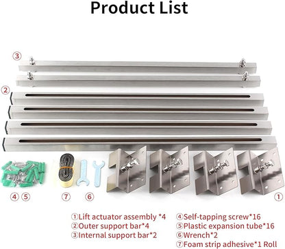 CPT-4 Undermount Sink Supports Brackets Adjustable Stainless Steel Installation Kit for Heavy Duty Undermount Kitchen Sink (47-63 inches（119-160cm）)