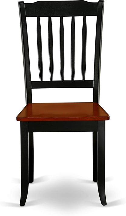 East West Furniture DAC-BCH-W Danbury Dining Room Chairs - Slat Back Solid Wood Seat Chairs, Set of 2, Black & Cherry
