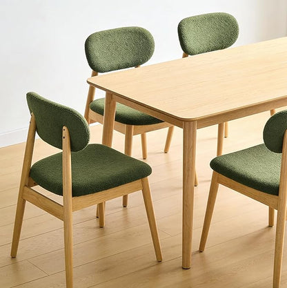 Wooden Dining Chairs Set of 6, Farmhouse Boucle Upholstered Kitchen Chairs, Step-By-Step Video Guide for Assembly, Green