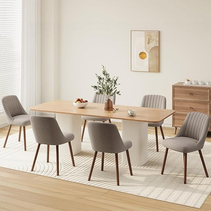 MALOL Upholstered Dining Chairs Set of 6, Modern Fabric Kitchen Chairs with Back, Wood Legs for Kitchen Dining Room Restaurant, Taupe