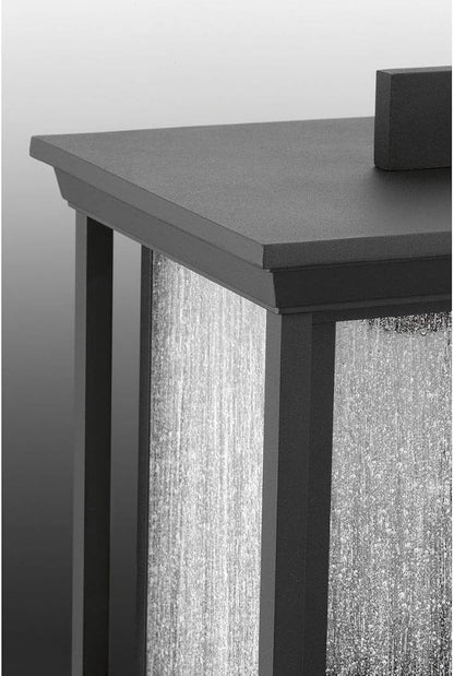 Progress Lighting Endicott Collection 1-Light Clear Seeded Glass Craftsman Outdoor Medium Wall Lantern Light Textured Black