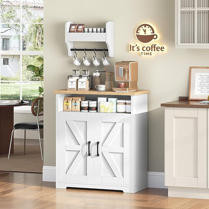 YATINEY Coffee Bar Cabinet, Kitchen Island with Storage, Bakers Rack with Storage, 5-Tier Coffee Bar Station with Drawer, KF22WN-KF60BRY1