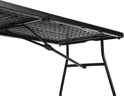 Amazon Basics Heavy Duty Portable Folding Table, 6 ft, Indoor & Outdoor, Fold-in-Half Design with Carrying Handle, for Events, Easy Folding and Storage, Black | Portable, Heavy Duty, Indoor & Outdoor, with Carrying Handle