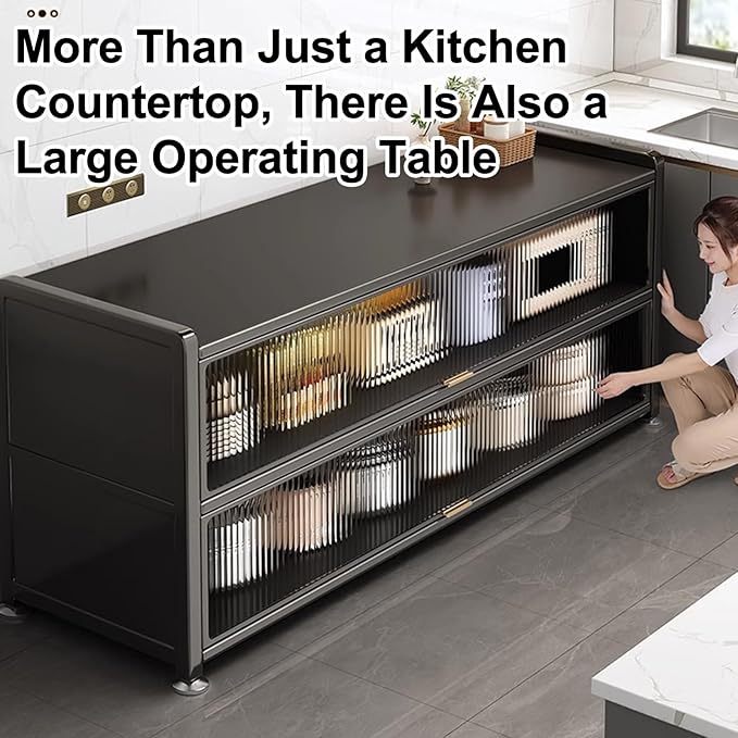 Metal Table Prep Table, Kitchen Island with Storage, with Flip Door, Kitchen Work Table, for Restaurant, Business, Warehouse, Home, Kitchen, Garage (Size : 85x44x100cm/33x17x39in)