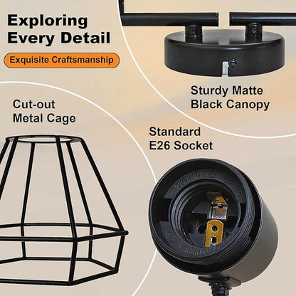 HiBay 6-Light Track Lighting, Directional Rotatable Ceiling Light Fixture, Black Farmhouse Track Spotlight for Kitchen, Bedroom, Living Room, E26 Base (Bulbs Not Included)