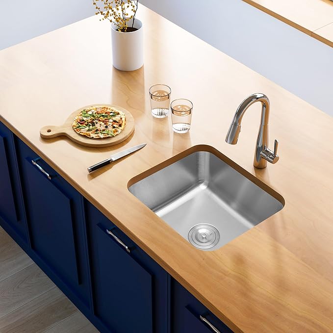 Bar Sink, 18" x 16" x 8" Undermount Kitchen Sink,T-304S Stainless Steel RV Kitchen Sinks, Small Kitchen Sinks With Sink Drain Strainer, Use at Rv, Bar,Outdoor, Laundry and Utility,Bathroom