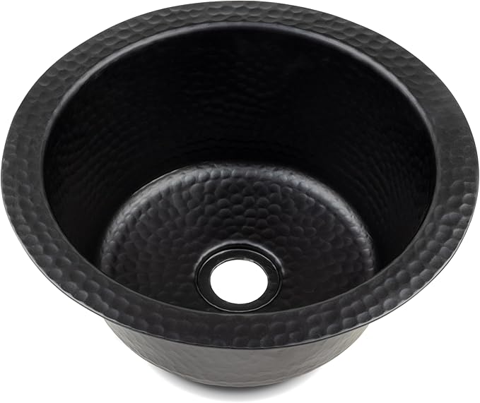 Monarch Abode Kitchen & Bar Sink – 12-inch Essex Dual Mount Drop in Bar Prep Sink, Hand Hammered Matte Black Aluminum Sinks, Drop in or Undermount Kitchen Sinks, Single Circular Dual Mount Bowl