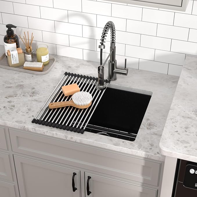 21"x18"x12" Undermount Laundry Sink - 12" Deep Granite Composite Laundry Room Sink, Matte Black Classic Quartz Under Counter Single Bowl Extra Deep Utility Sinks #TLGU-145