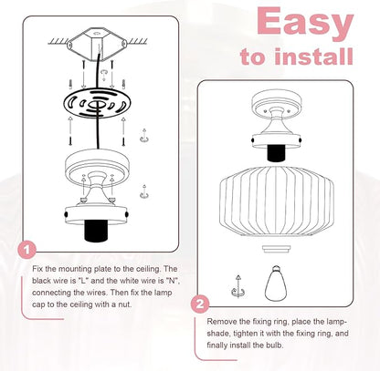 Vintage Gold Bathroom Ceiling Light Flush Mount Overhead Light with Purple Ribbed Glass Shade Industrial Ceiling Lamp for Hallway Foyer Porch Kitchen Bedroom