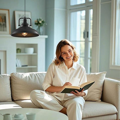 Black Pendant Light 12.5 inches 2 Packs, Farmhouse Pendant Light, Modern Pendant Lights, Kitchen Pendant Lights, Pendant Lights Kitchen Island for Dinning Room Entryway Barn
