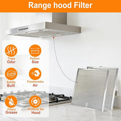 Stove Hood Vent Filter 11-1/4" x 11-3/4" BPQTAF S99010316 Compatible with Broan Range Hood Filter Replacement - 2 Pack