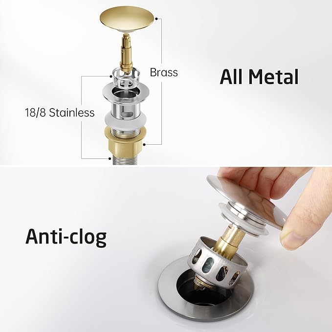 KES Brushed Nickel Bathroom Faucet 3 Hole, 8-Inch Widespread Bathroom Sink Faucet with Metal Bathroom Sink Drain with Overflow, Vanity Faucet with cUPC Supply Line, L4350LFF12-BS-C1