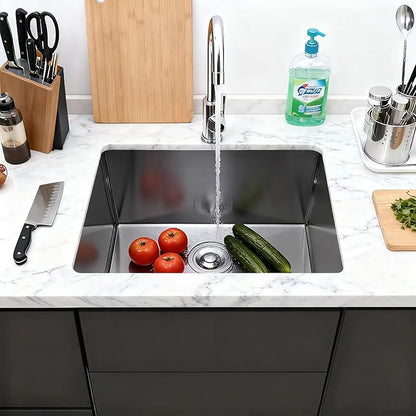 Kitchen Sink 34x18 Inch Undermount 304 Sink Stainless Steel 16 Gauge Single Bowl 9" Deep Handmade Kitchen Sinks Set with Accessories