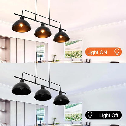 A Million 3-Light Kitchen Island Pendant Light Fixture, Farmhouse Linear Hanging Lighting, Industrial Chandelier with Black Finish for Kitchen, Bar, Dining Room, Pool Table, 2300217001